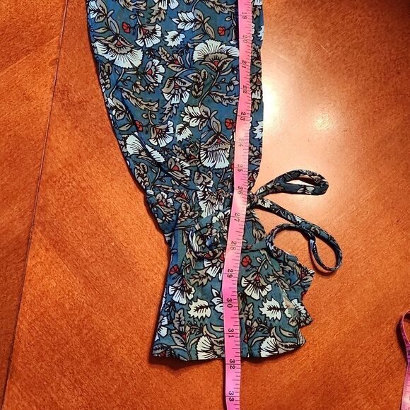 Band of the Free Jewel Bohemian Floral Wrap High Low Maxi Dress, Large, Teal - Picture 6 of 10